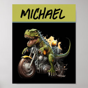 ティラノサウルスレックス恐竜がバイクに乗る ポスター