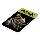 ティラノサウルスレックス恐竜がバイクに乗る マグネット (左側)