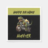 ティラノサウルスレックス恐竜バイク誕生日 スタンダードカクテルナプキン (正面)