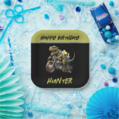 ティラノサウルスレックス恐竜バイク誕生日 ペーパープレート (パーティー)