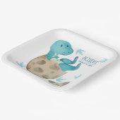 ティラノサウルスレックス恐竜少年の誕生日パーティー ペーパープレート (傾斜あり)