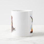 ティラノサウルスレックス料理のキャンプファイヤーの上の食べ物。 ジャンボコーヒーマグカップ (正面)