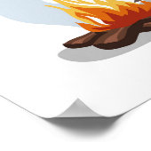 ティラノサウルスレックス料理のキャンプファイヤーの上の食べ物。 ポスター (角)