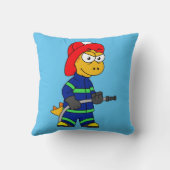 ティラノサウルスレックス消防士のイラストレーション。 クッション (裏面)