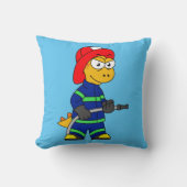 ティラノサウルスレックス消防士のイラストレーション。 クッション (正面)