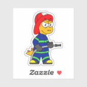 ティラノサウルスレックス消防士のイラストレーション。 シール (シート)