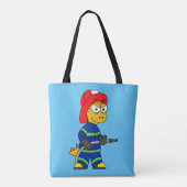 ティラノサウルスレックス消防士のイラストレーション。 トートバッグ (裏面)