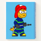 ティラノサウルスレックス消防士のイラストレーション。 ノートブック (裏面)