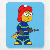 ティラノサウルスレックス消防士のイラストレーション。 マウスパッド (正面)