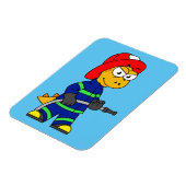 ティラノサウルスレックス消防士のイラストレーション。 マグネット (左側)