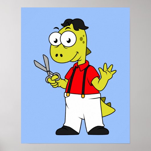 ティラノサウルスレックス理容師はさみ。 ポスター (正面)