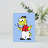 ティラノサウルスレックス理容師はさみ。 ポストカード (スタンド正面)