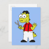 ティラノサウルスレックス理容師はさみ。 ポストカード (正面/裏面)