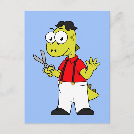 ティラノサウルスレックス理容師はさみ。 ポストカード (正面)