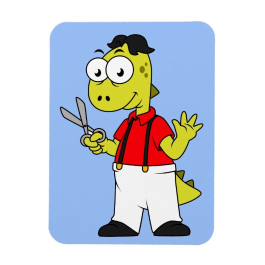 ティラノサウルスレックス理容師はさみ。 マグネット (縦)