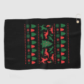 ティラノサウルスレックス醜いクリスマスセーター – 醜いCh ゴルフタオル (横)