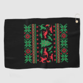 ティラノサウルスレックス醜いクリスマスセーター – Trex Ug ゴルフタオル (横)