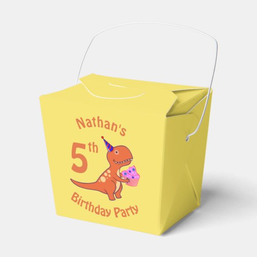 ティラノサウルス恐竜の漫画誕生日 フェイバーボックス (正面サイド)