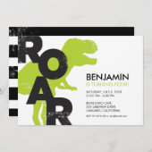 ティラノサウルス恐竜の誕生日パーティーの招待 招待状 (正面/裏面)