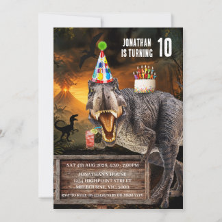 ティラノサウルス恐竜の誕生日パーティー 招待状