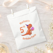 ティラノサウルス恐竜子供の誕生日 フェイバーバッグ (クリップ留めされた状態)