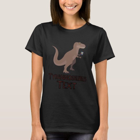 ティラノサウルス文字恐竜で小さな腕を持つ Tシャツ (正面)