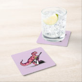 ティラノサウルス遊レックスのギター。 スクエアペーパーコースター (インサイチュ)