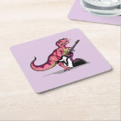 ティラノサウルス遊レックスのギター。 スクエアペーパーコースター (アングル)