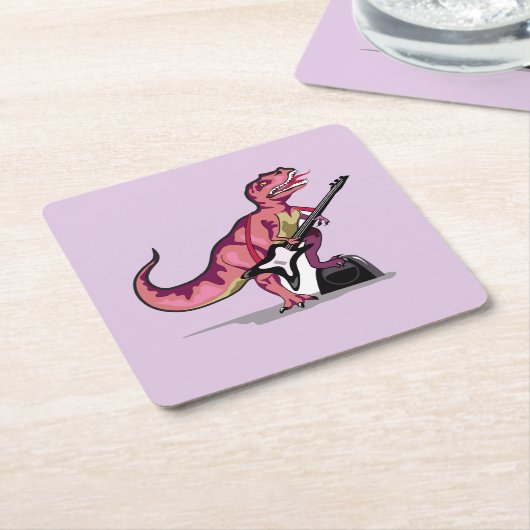 ティラノサウルス遊レックスのギター。 スクエアペーパーコースター (アングル)