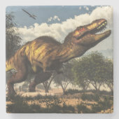 ティラノサウルス・レックスのレックスの恐竜および卵 ストーンコースター (正面)