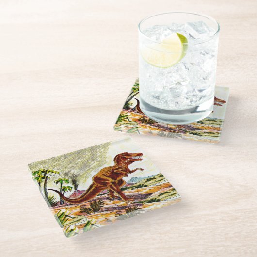 ティラノサウルス・レックスのレックスの恐竜 ガラスコースター (アングル)