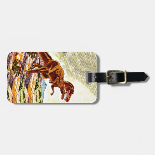 ティラノサウルス・レックスのレックスの恐竜 ラゲッジタグ (正面横)