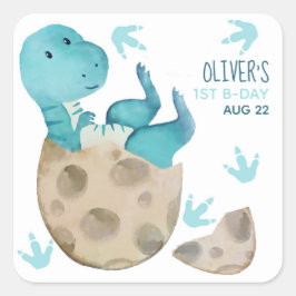 ティラノサウルス レックス 恐竜の男の子 1歳の誕生日パーティー スクエアシール