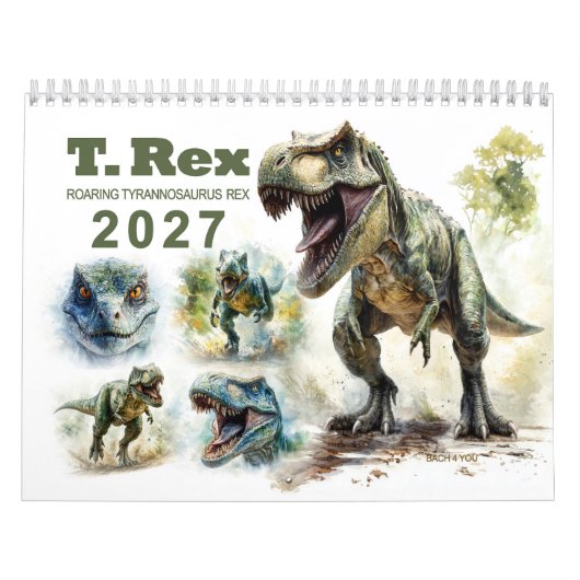 ティラノサウルス・レックス 水彩カレンダー 2027 カレンダー (カバー)
