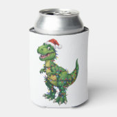ティラノサウルス 恐竜 サンタ帽子 クリスマス ライト 面白い 缶クーラー (缶正面)