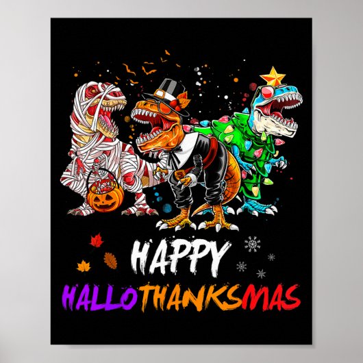 ティラノサウルス 恐竜 ハロウィン クリスマス キッズ ポスター (正面)