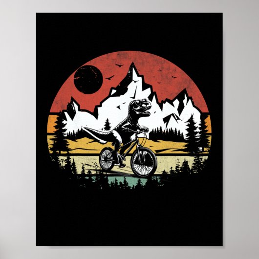 ティラノサウルス 自転車 ヴィンテージ マウンテンバイク 恐竜 T ポスター (正面)