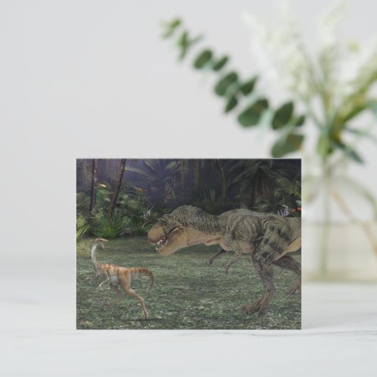 ティラノサール恐竜の風景のシーン ポストカード (スタンド正面)