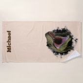 ティラノサールTレックス恐竜パーソナライズされた名 ビーチタオル (正面)