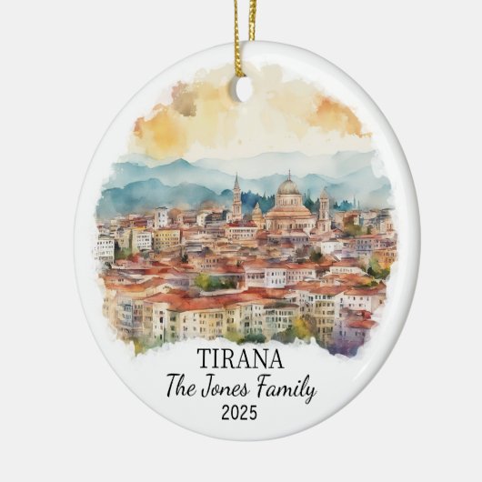 ティラパーソナライズされたナオーナメント、アルバニアギフト セラミックオーナメント (左)