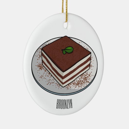 ティラミスケーキ漫画イラストレーション セラミックオーナメント (右)