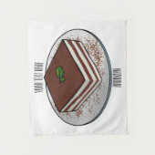 ティラミスケーキ漫画イラストレーション タペストリー (正面)