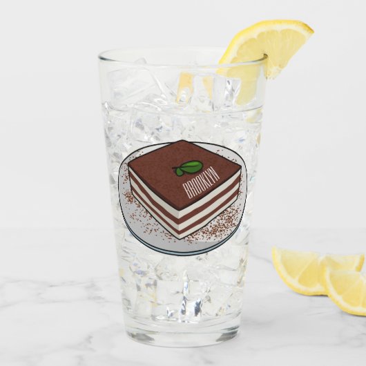 ティラミスケーキ漫画イラストレーション タンブラーグラス (アイス裏面)