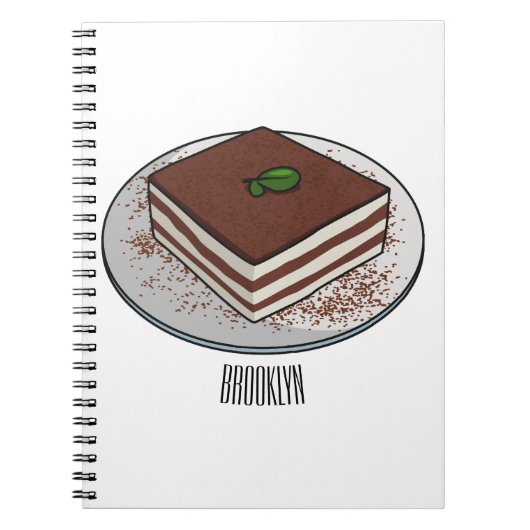 ティラミスケーキ漫画イラストレーション ノートブック (正面)