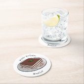 ティラミスケーキ漫画イラストレーション ラウンドペーパーコースター (インサイチュ)