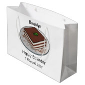 ティラミスケーキ漫画イラストレーション ラージペーパーバッグ (裏面アングル)