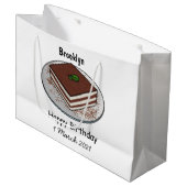 ティラミスケーキ漫画イラストレーション ラージペーパーバッグ (正面アングル)