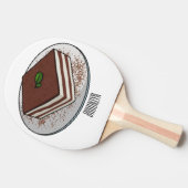 ティラミスケーキ漫画イラストレーション 卓球ラケット (横)