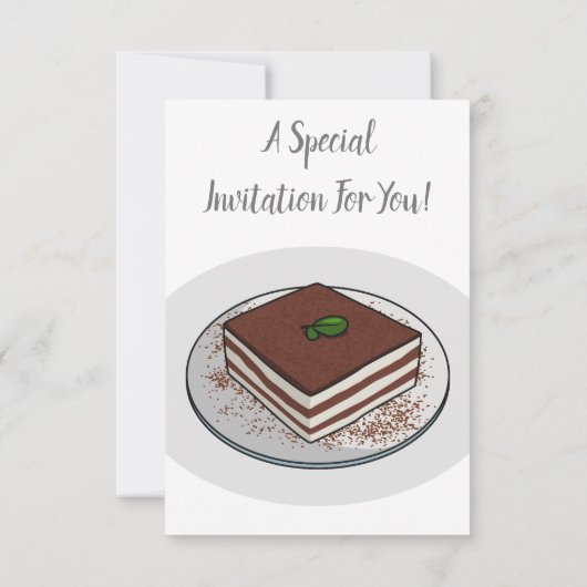 ティラミスケーキ漫画イラストレーション 招待状 (裏面)