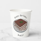 ティラミスケーキ漫画イラストレーション 紙コップ (裏面)